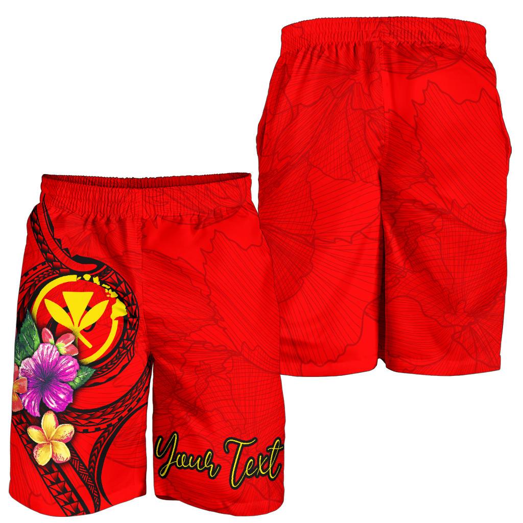 Hawaii Polynesian Custom Personalised Men's Shorts - Floral With Seal Red - Polynesian Pride