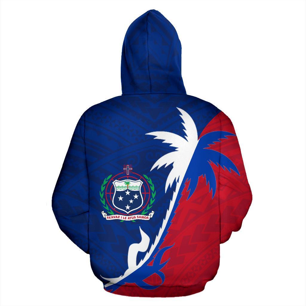Samoa Zip up Hoodie Samoa Flag Coat of Arms Coconut Tree - Polynesian Pride