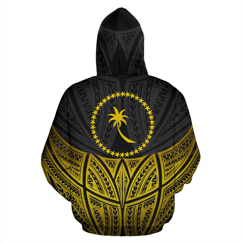 Chuuk Polynesian Hoodie Gold Pride Map nd Seal - Polynesian Pride