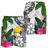 Tokelau Men's Short White - Turtle Plumeria Banana Leaf - Polynesian Pride