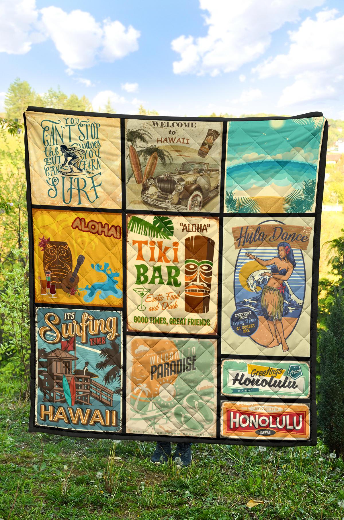 Hawaii Culture Vintage Premium Quilt Yellow - Polynesian Pride