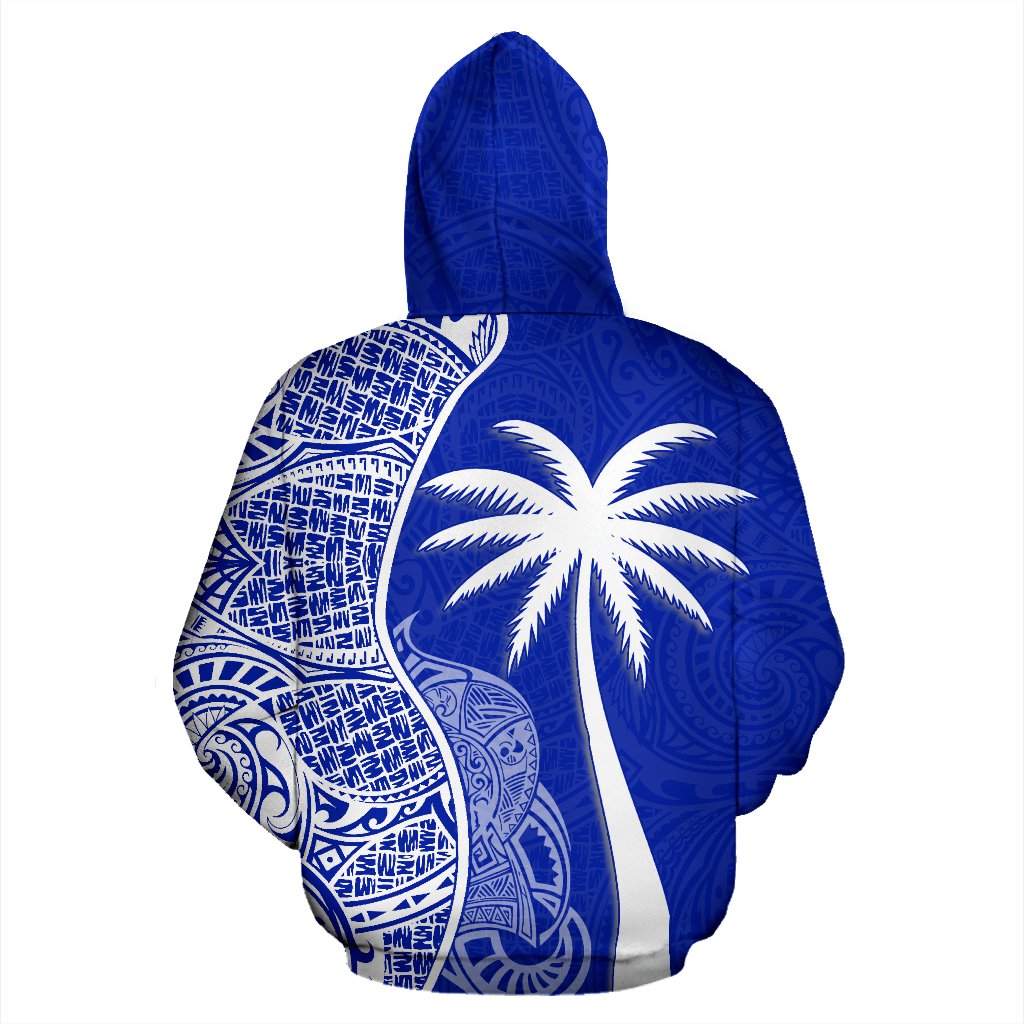 Wallis nd Futuna Polynesian Hoodie Coconut Tree Blue - Polynesian Pride