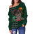 Kakau Hawaii Warrior Football Women's Off Shoulder Sweater AH - Polynesian Pride