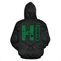 Polynesian Suffer Kanaka Warrior Hawaii Hoodie Green - Polynesian Pride