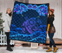 Hawaiian Turtle Hibiscus Polynesian - Premium Quilt - Lucy Style - Polynesian Pride