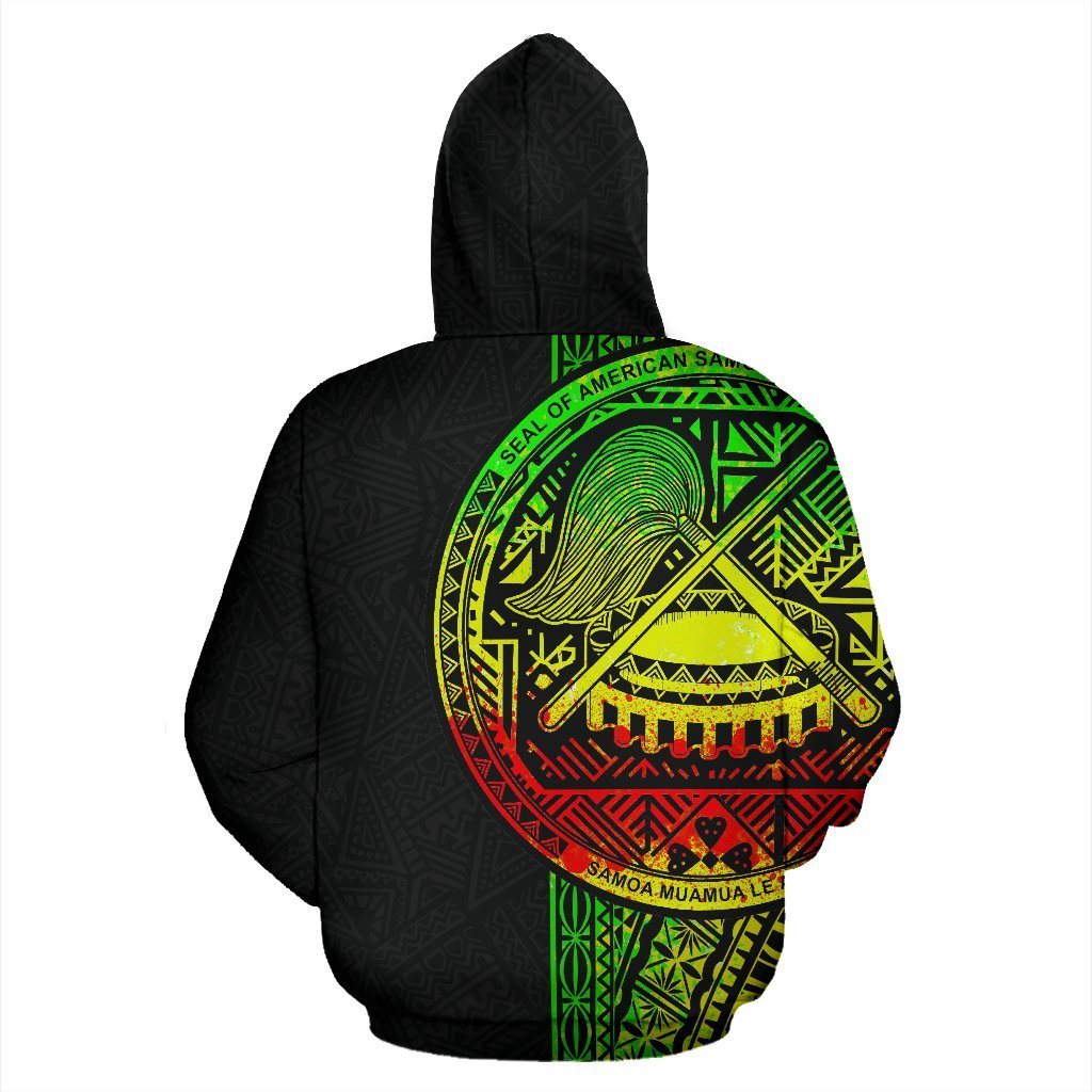 American Samoa Polynesian Zip up Hoodie Reggae Line - Polynesian Pride