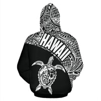 Hawaii Zip up Hoodie Hawaii Turtle Mermaid Polynesian Tattoo White Version - Polynesian Pride