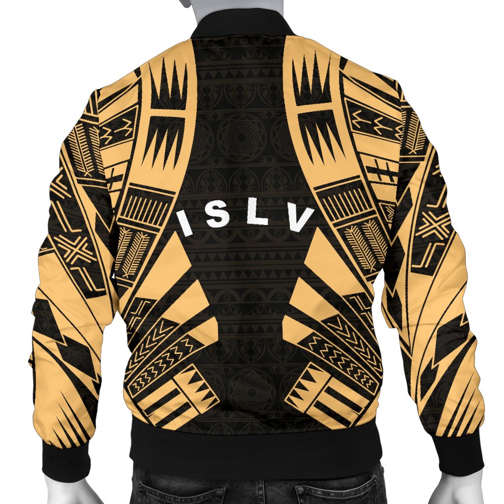 Society Islands Men Bomber Jackets - Polynesian Tattoo Gold - Polynesian Pride