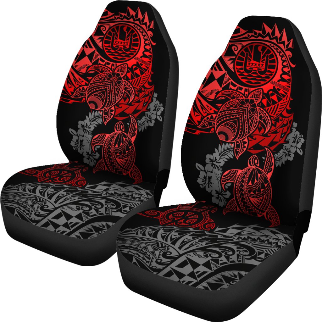 Tahiti Polynesian Car Seat Covers - Red Turtle Hibiscus Flowing - Polynesian Pride
