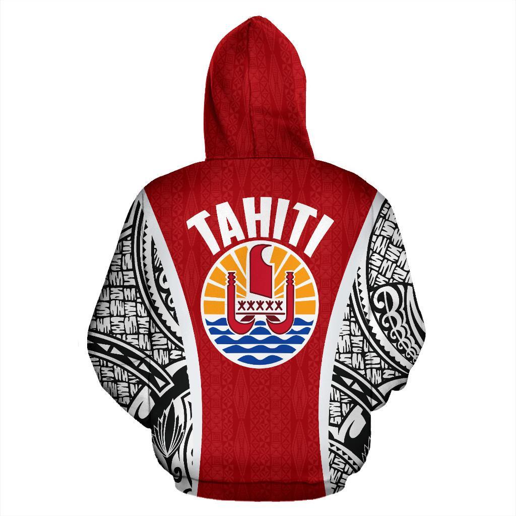 Tahitian Polynesian Zip up Hoodie Tahiti Flag Polynesian Tattoo - Polynesian Pride