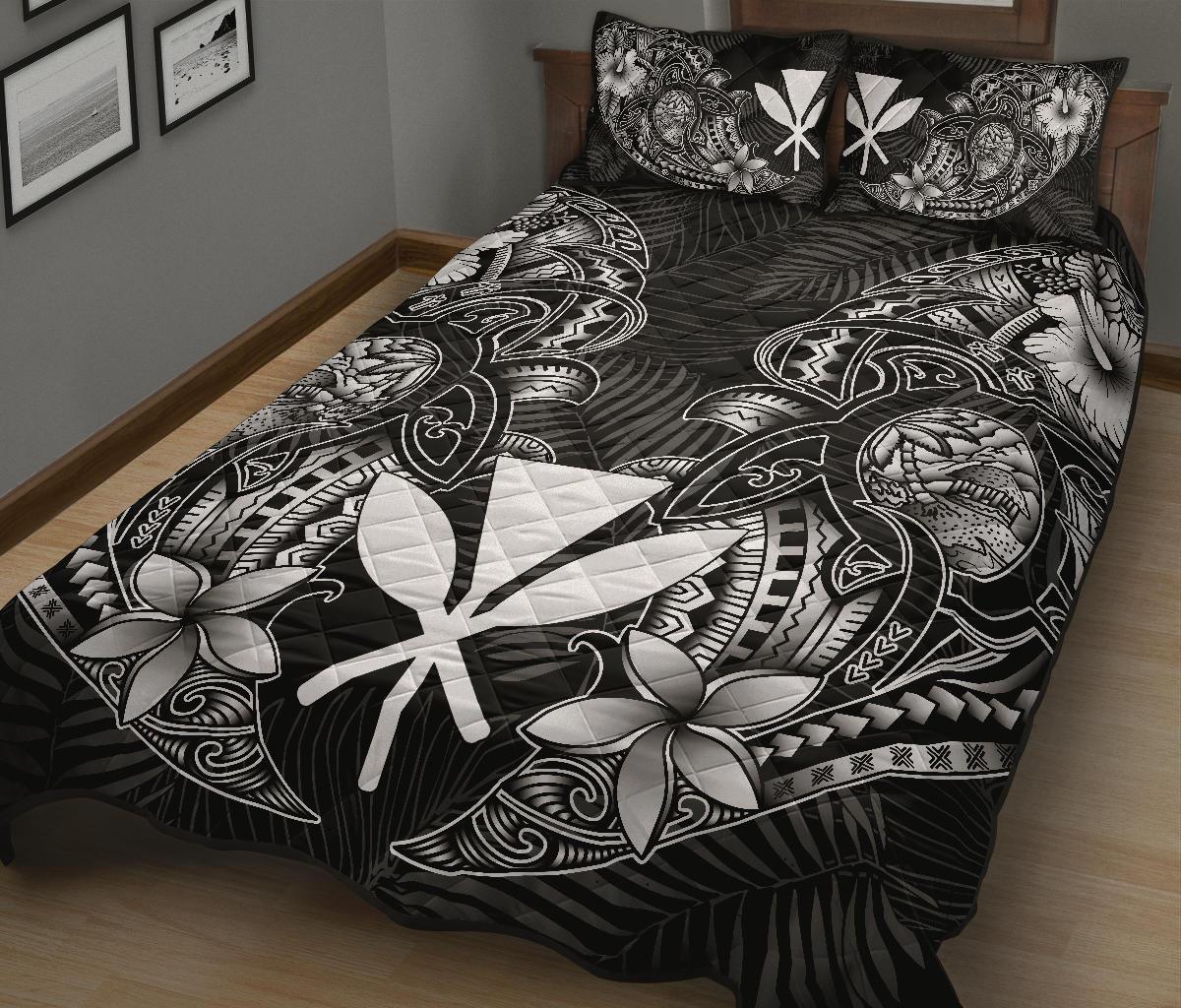 Polynesian Hawaii (Kanaka Maoli) Quilt Bed Set - White Turtle Homeland - Polynesian Pride