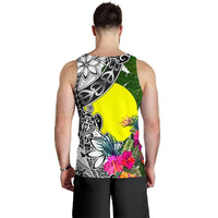 Palau Custom Personalised Men's Tank Top White - Turtle Plumeria Banana Leaf - Polynesian Pride