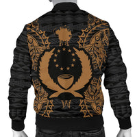 Pohnpei Polynesian Men's Bomber Jacket Map Gold - Polynesian Pride
