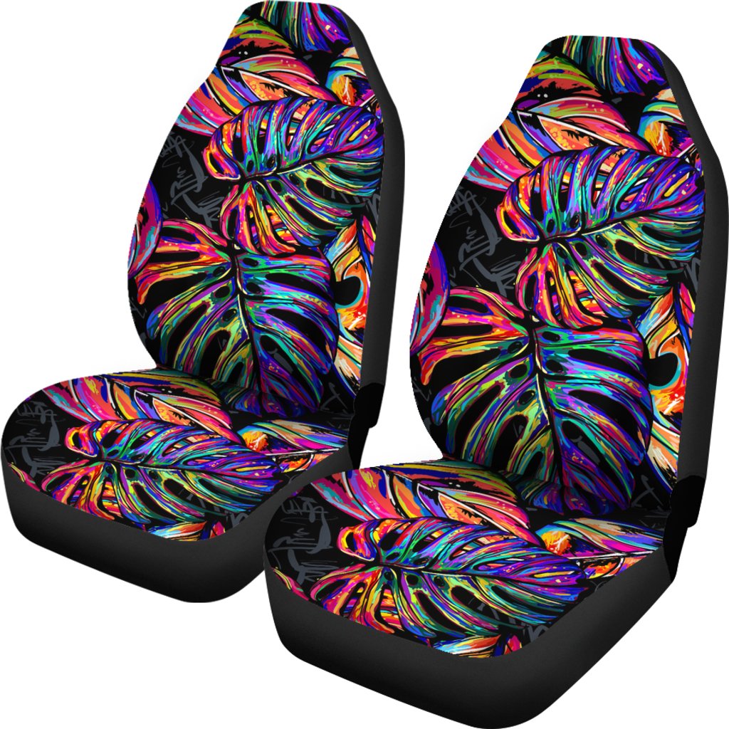 Polynesian Car Seat Covers - Palm Leaves Neon Color - Polynesian Pride
