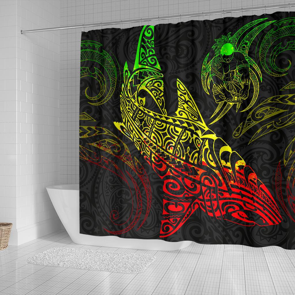 Shark Polynesian Shower Curtain - Polynesian Tattoo Reggae - Polynesian Pride