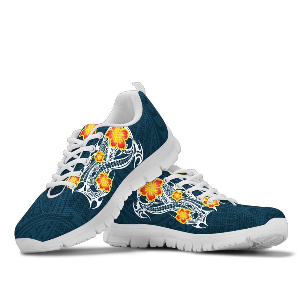 Hawaii Polynesian Hibiscus Sneakers - JVT Style - Blue - Polynesian Pride