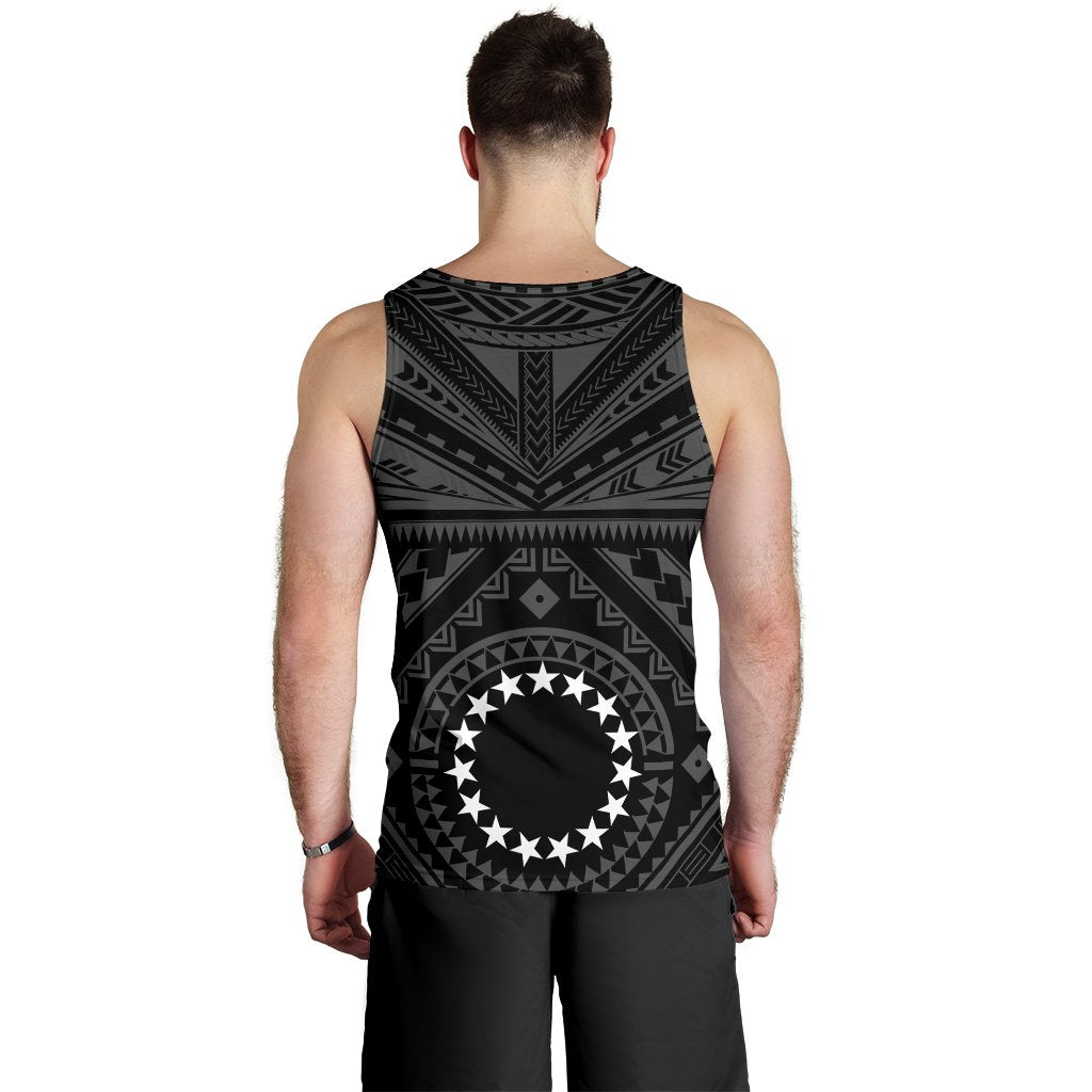 Cook Island Personalised Men's Tank Top - Seal With Polynesian Tattoo Style ( Black) - Polynesian Pride