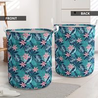 Hawaii Tropical Monstera Leaf Blue Hawaii Laundry Basket AH - Polynesian Pride
