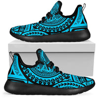 American Samoa Polynesian Tattoo Mesh Knit Sneakers Blue - Polynesian Pride