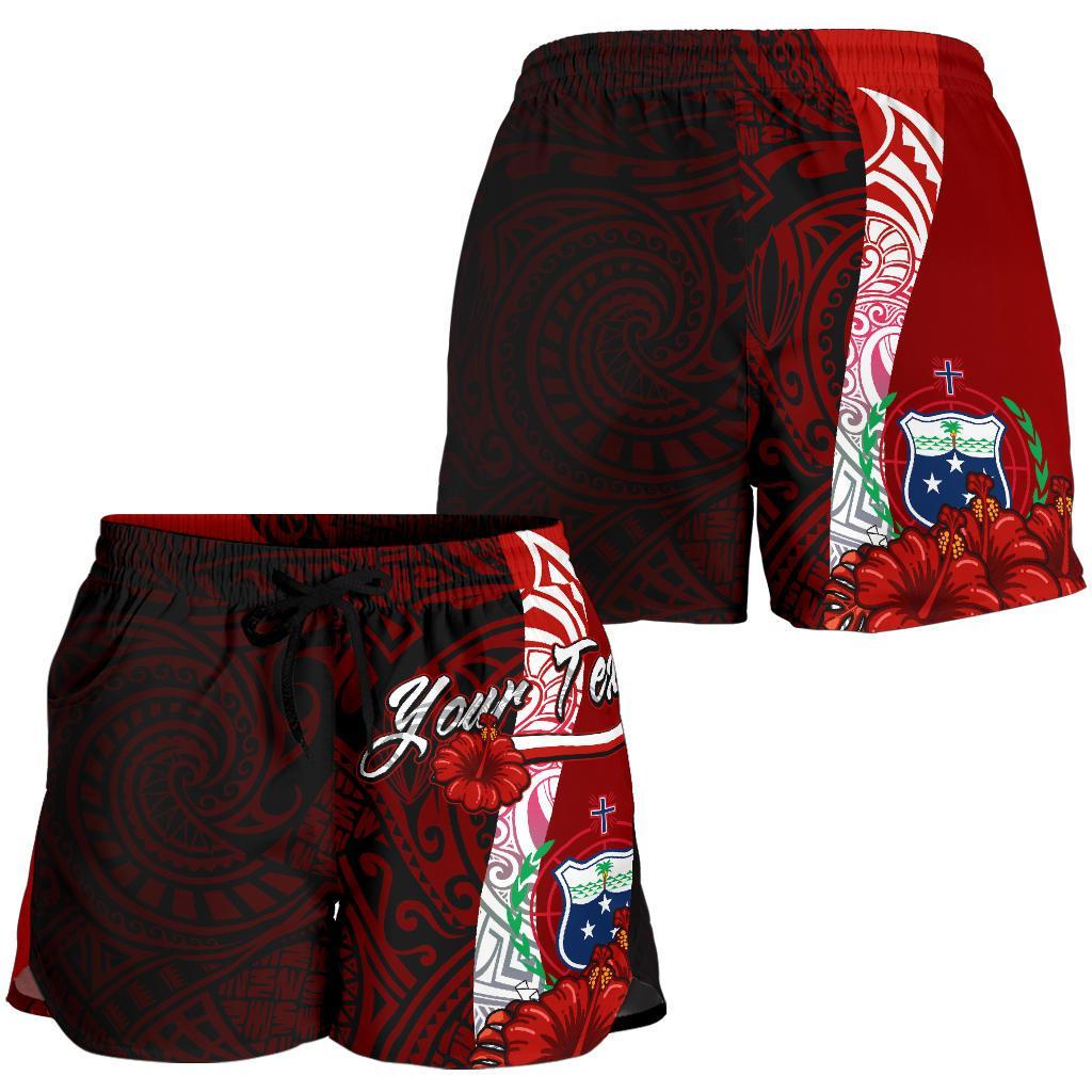 Samoa Polynesian Custom Personalised Women's Shorts - Coat Of Arm With Hibiscus - Polynesian Pride