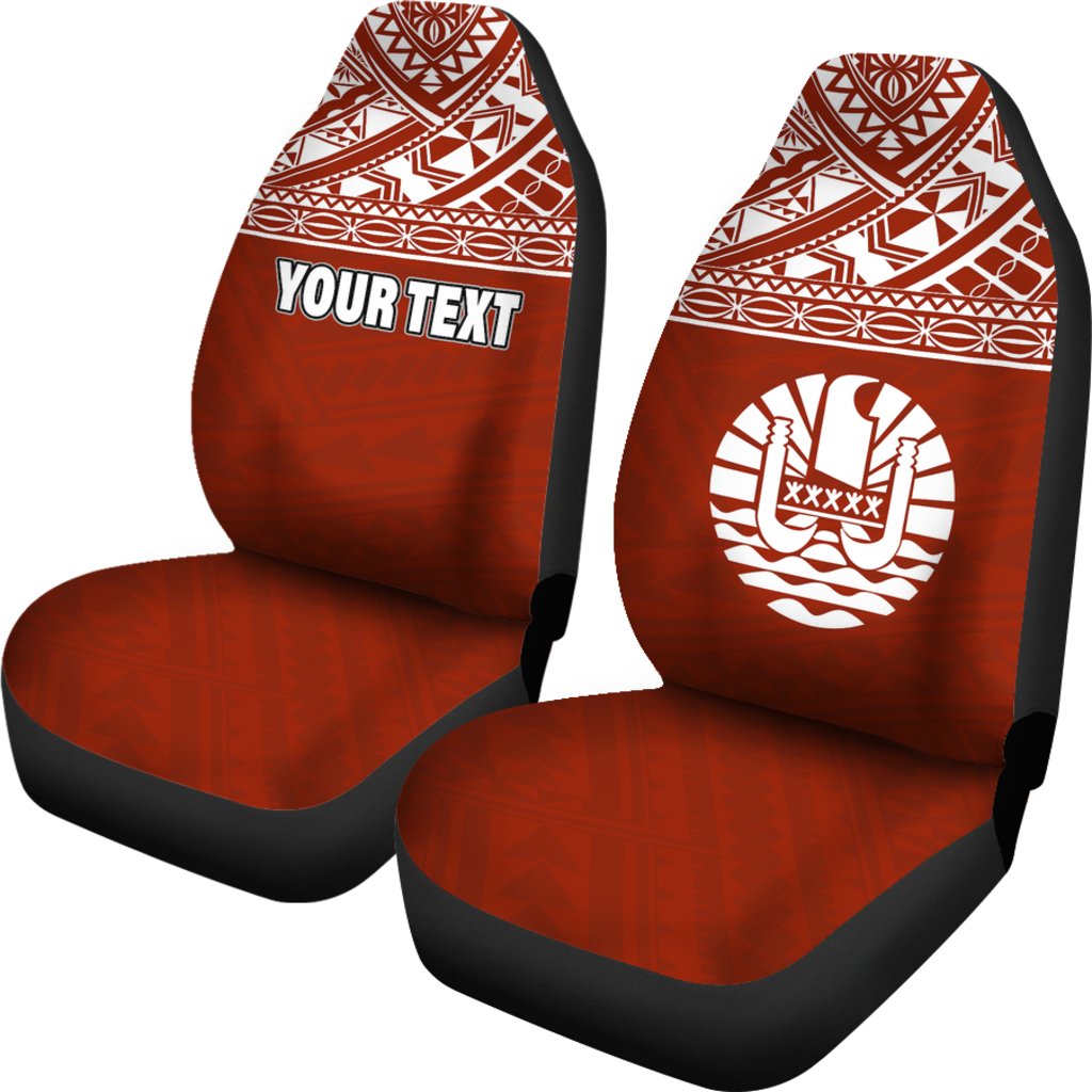 Tahiti Custom Personalised Car Seat Covers - Tahiti Flag Polynesian Red Horizontal - Polynesian Pride