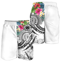 Polynesian Samoa Men's Shorts - Summer Plumeria (White) - Polynesian Pride
