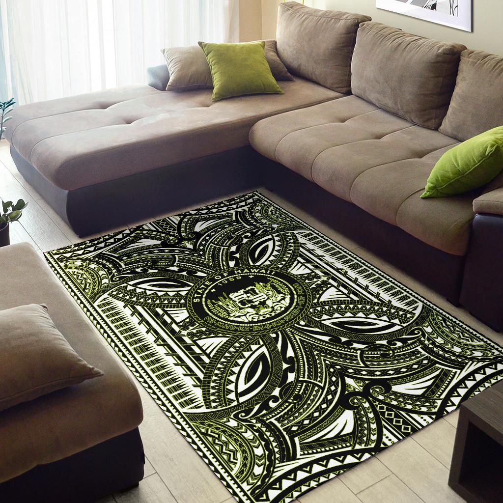 Hawaii Area Rugs - Polynesian Tattoo & Hawaii Coat of Arm - Polynesian Pride