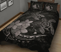 Hawaii Polynesian Turtle Plumeria Quilt Bed Set - Pog Style Gray - Polynesian Pride