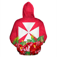 Wallis nd Futuna Polynesian Hoodie Flag Hibiscus - Polynesian Pride