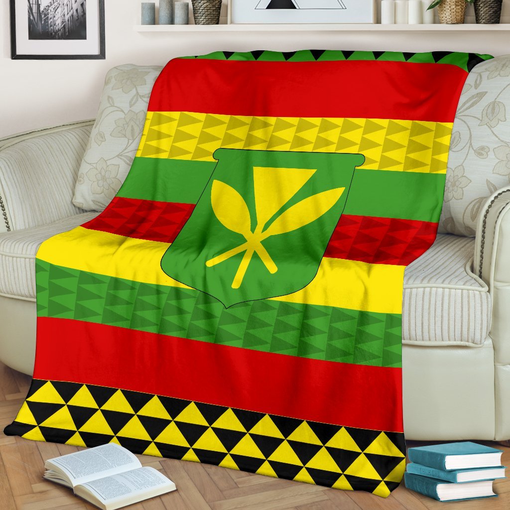Kanaka Maoli Flag Premium Blanket A7 - Polynesian Pride