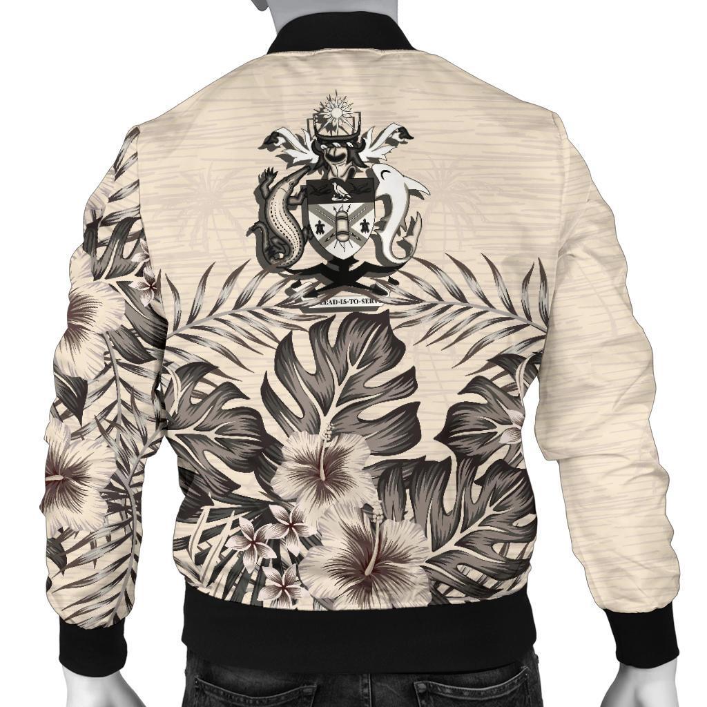 Solomon Islands Men's Bomber Jacket - The Beige Hibiscus - Polynesian Pride