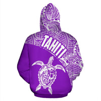 Tahiti Zip up Hoodie Tahiti Turtle Mermaid Polynesian Tattoo Purple Version - Polynesian Pride