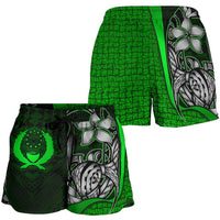 Pohnpei Micronesia Women's Shorts Green - Turtle With Hook - Polynesian Pride