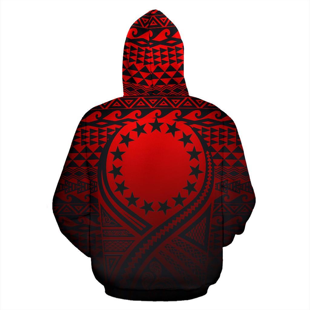 Cook Islands All Over Zip up Hoodie Lift up Red - Polynesian Pride