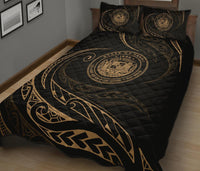 Hawaii Coat Of Arms Quilt Bed Set - Gold - Frida Style - Polynesian Pride
