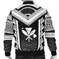 Hawaiian Kanaka Polynesian Men's Bomber Jacket Active White - Polynesian Pride