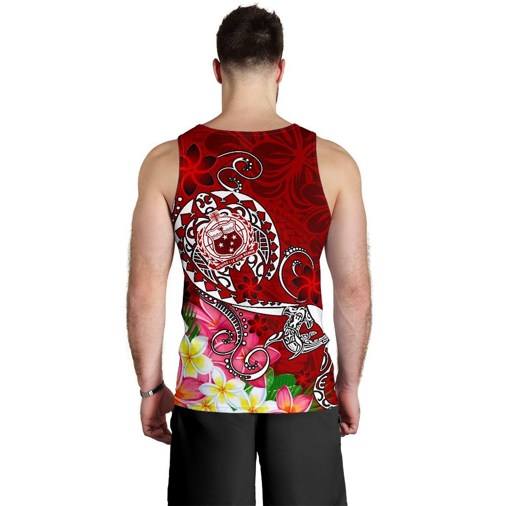 Samoa Men's Tank Top - Turtle Plumeria (Red) - Polynesian Pride