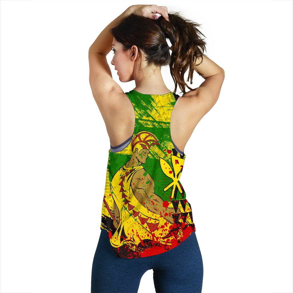 Hawaii Reggae Kanaka Maoli Warrior Spearhead Women's Racerback Tank - Polynesian Pride