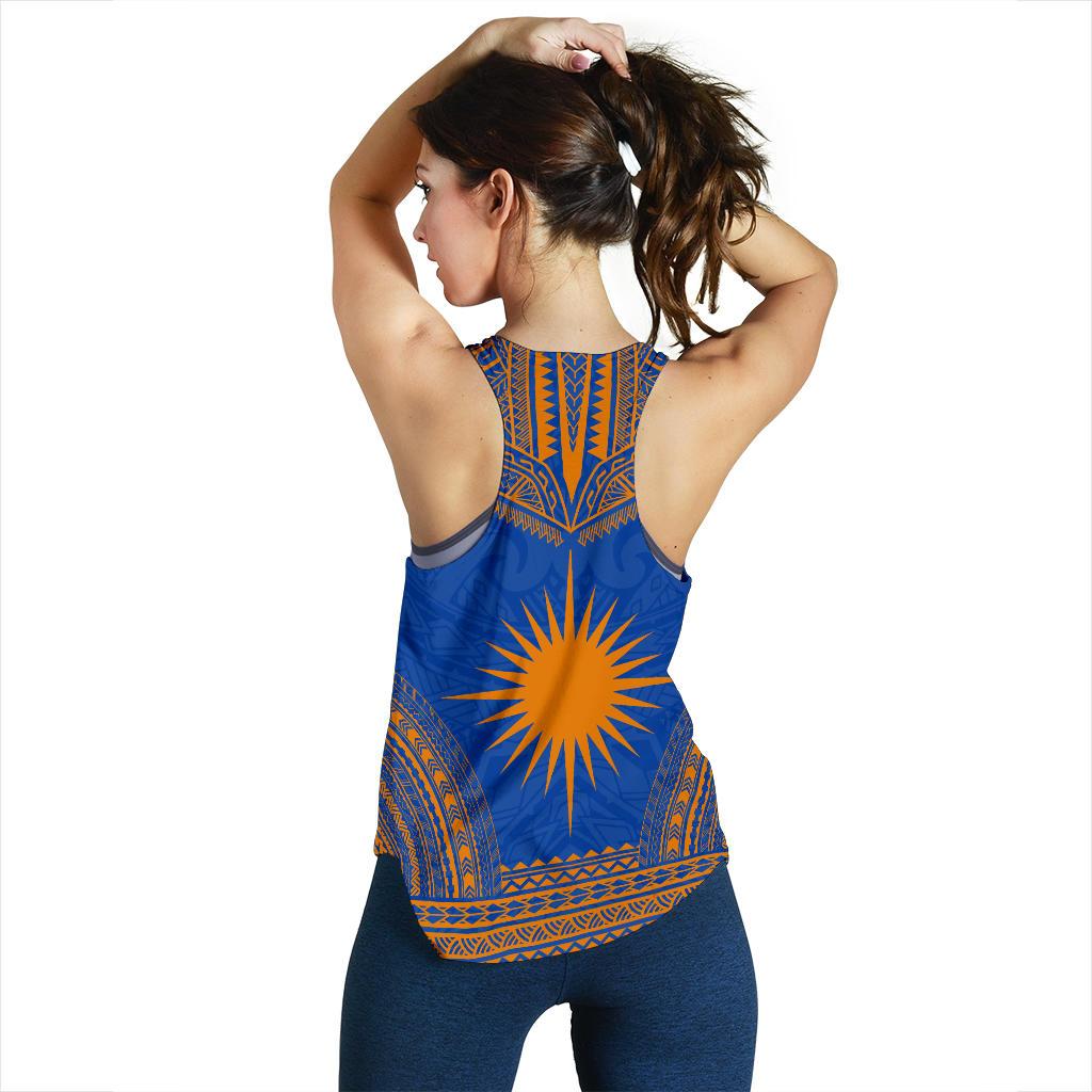 Marshall Islands Women's Racerback Tank - Polynesian Chief Flag Version - Polynesian Pride