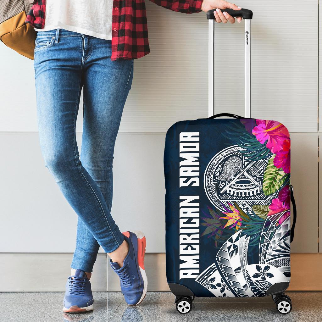American Samoa Luggage Cover - Polynesian Hibiscus with Summer Vibes Blue - Polynesian Pride