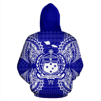 Samoa Polynesian All Over Zip up Hoodie Map Blue - Polynesian Pride