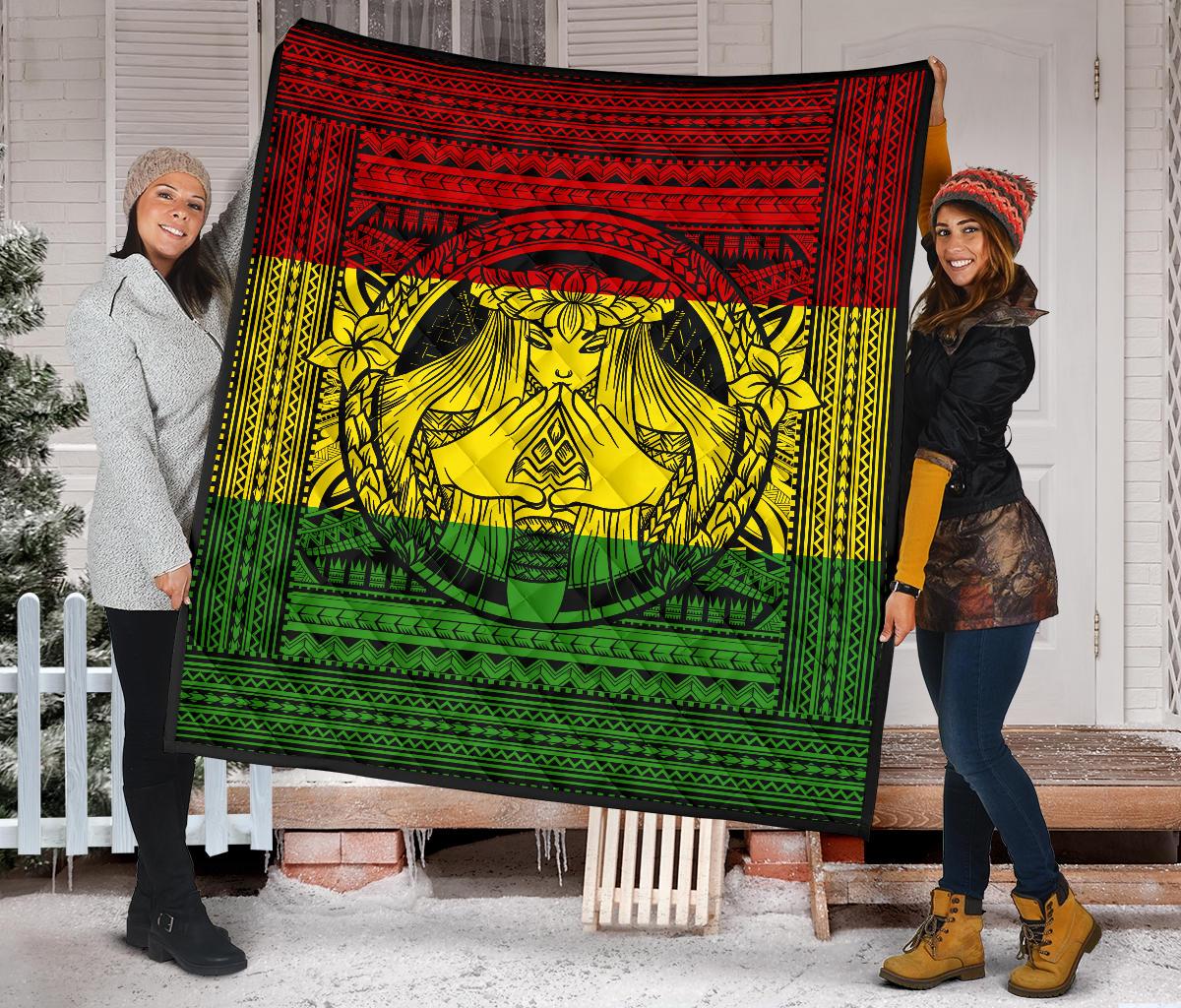 Hawaii Polynesian Pele Mauna Kea Premium Quilt - Polynesian Pride