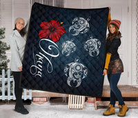 Hawaii Ohana Turtle Hibiscus Galaxy Premium Quilt - Polynesian Pride