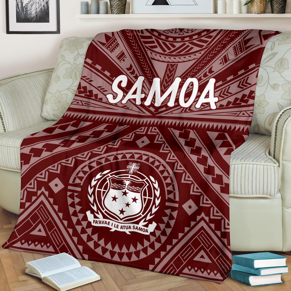 Samoa Premium Blanket - Samoa Seal In Polynesian Tattoo Style (Red) - Polynesian Pride
