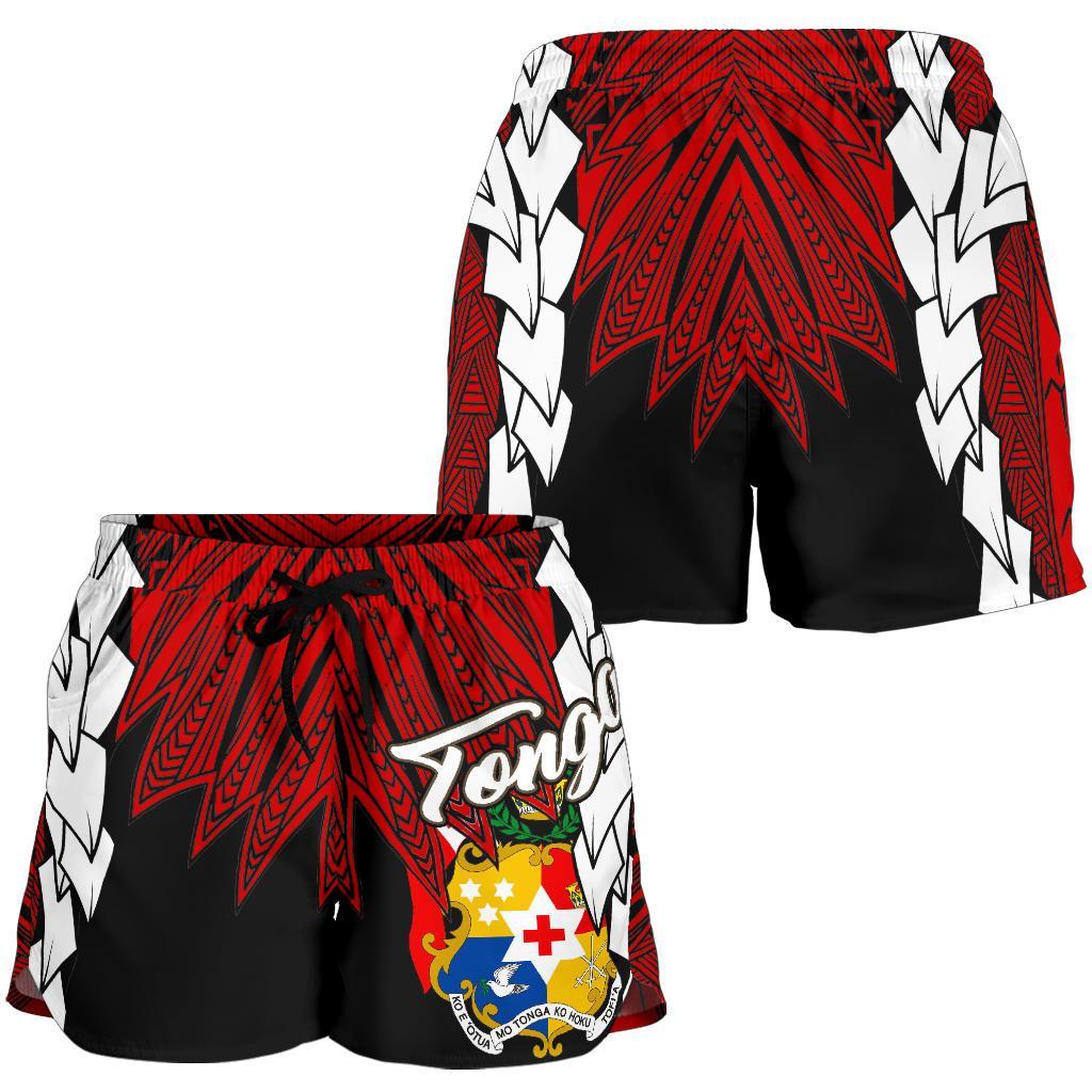 Tonga Polynesian Women's Shorts - Tribal Wave Tattoo Flag Color - Polynesian Pride