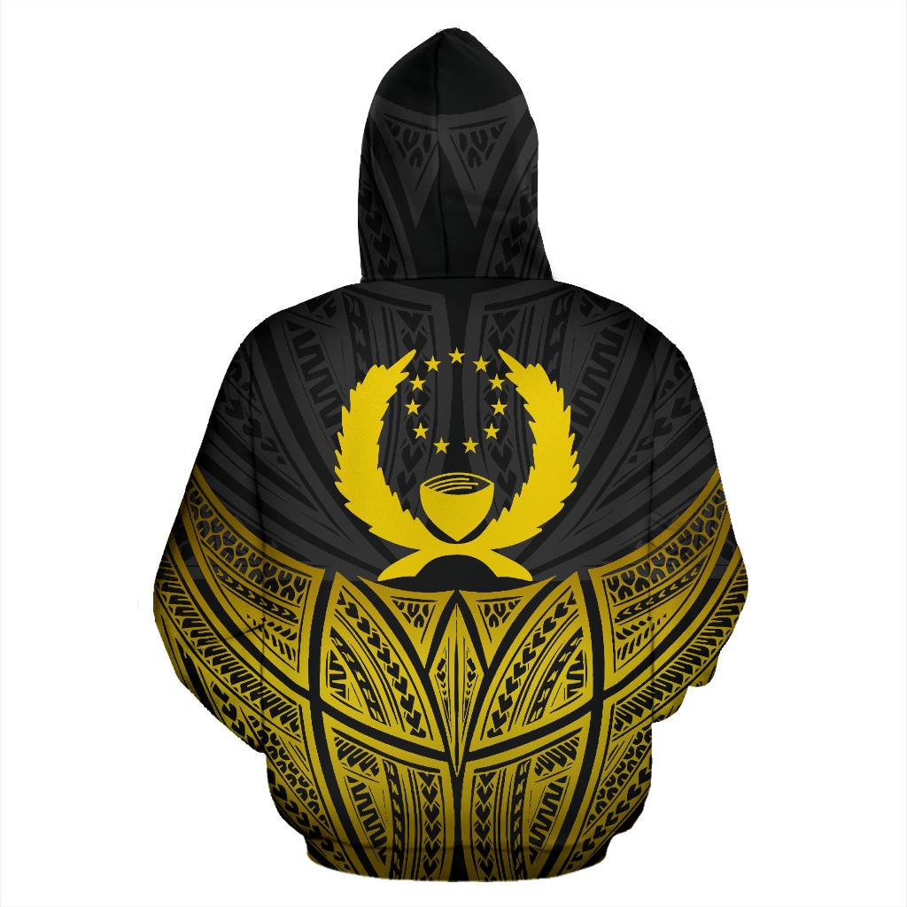 Pohnpei Polynesian Hoodie Gold Pride Map nd Seal - Polynesian Pride