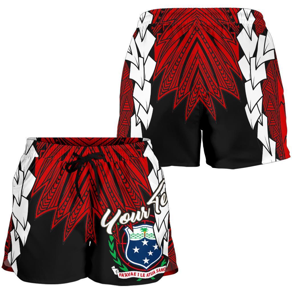 Samoa Polynesian Custom Personalised Women's Shorts - Tribal Wave Tattoo Flag Color - Polynesian Pride