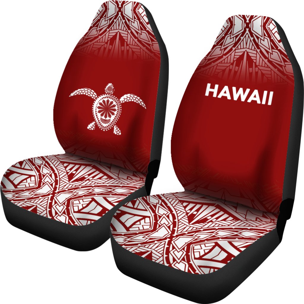 Hawaii Car Seat Covers - Polynesian Turtle Tattoo Fog Red - Polynesian Pride