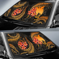 Papua New Guinea Auto Sun Shades - Gold Plumeria - Polynesian Pride
