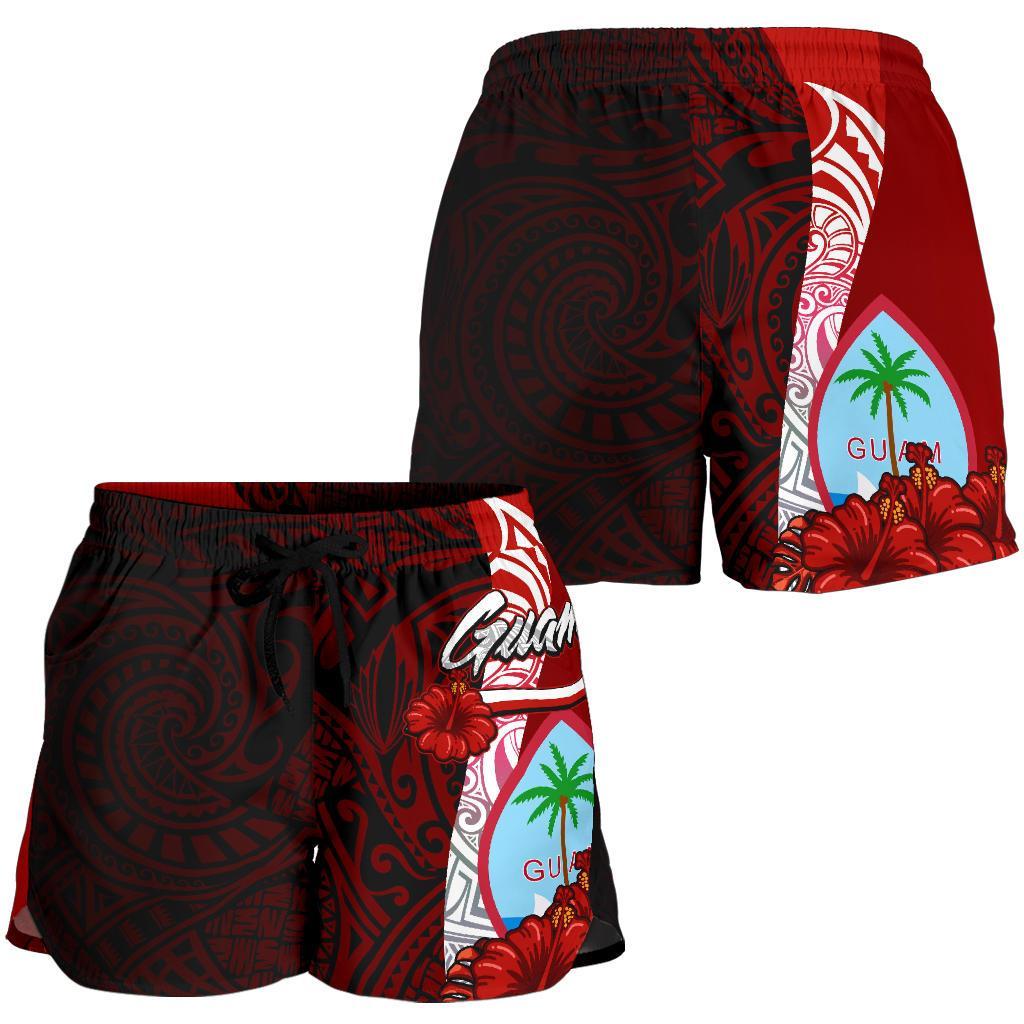 Guam Polynesian Women's Shorts - Coat Of Arm With Hibiscus - Polynesian Pride